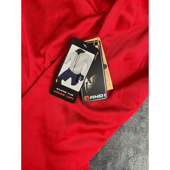 AND1 Men's 3XL Red Black Hoodie Full Zip Basketball Jacket NWT New With Tags - Picture 7 of 11